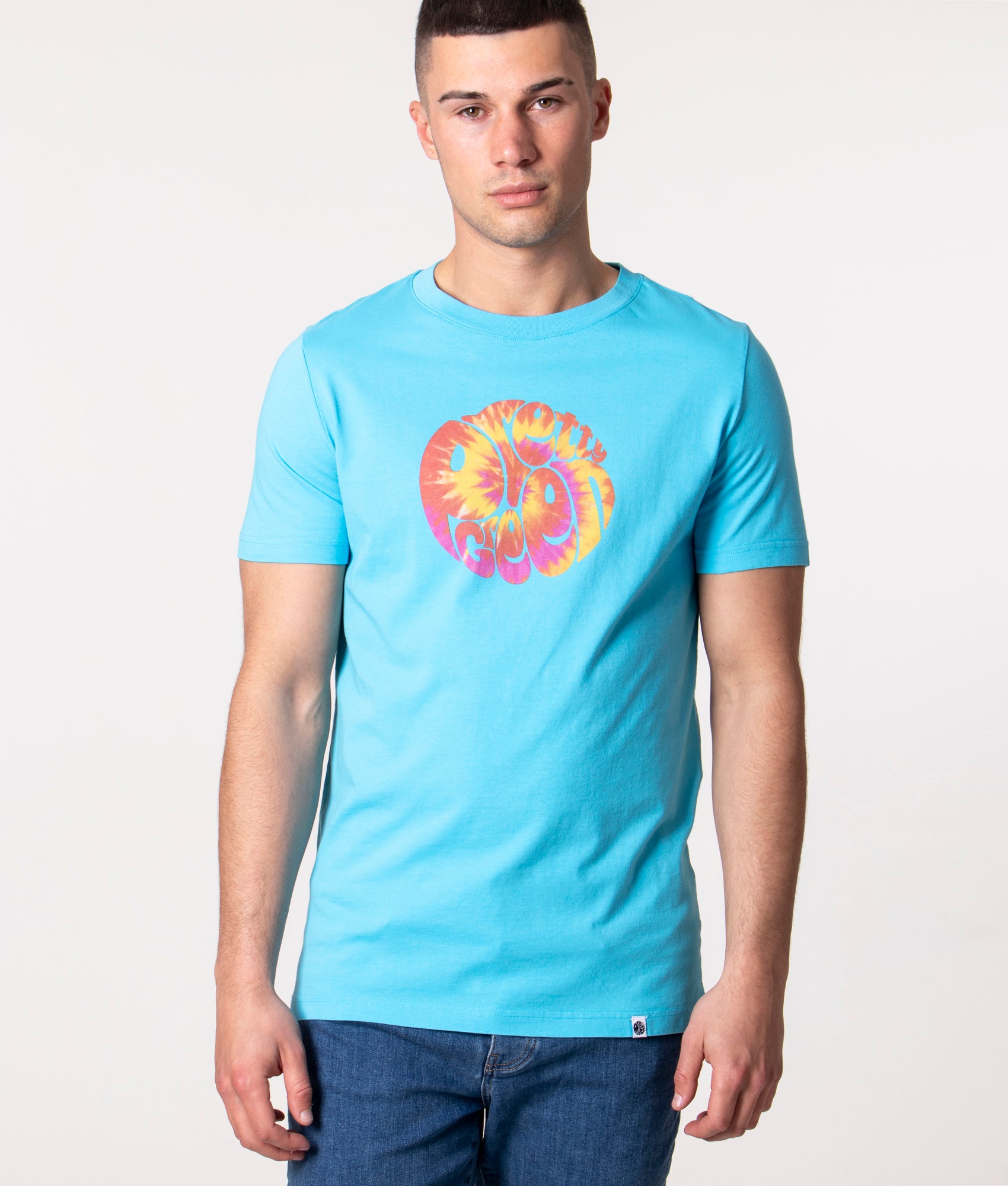 Tie Dye Logo T-Shirt in Blue | Pretty Green | EQVVS