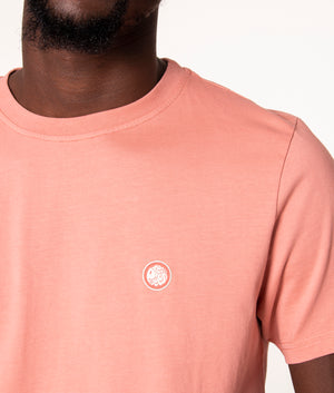 Pretty Green Slim Fit Mitchell T-Shirt in Pink at EQVVS, Model front detail