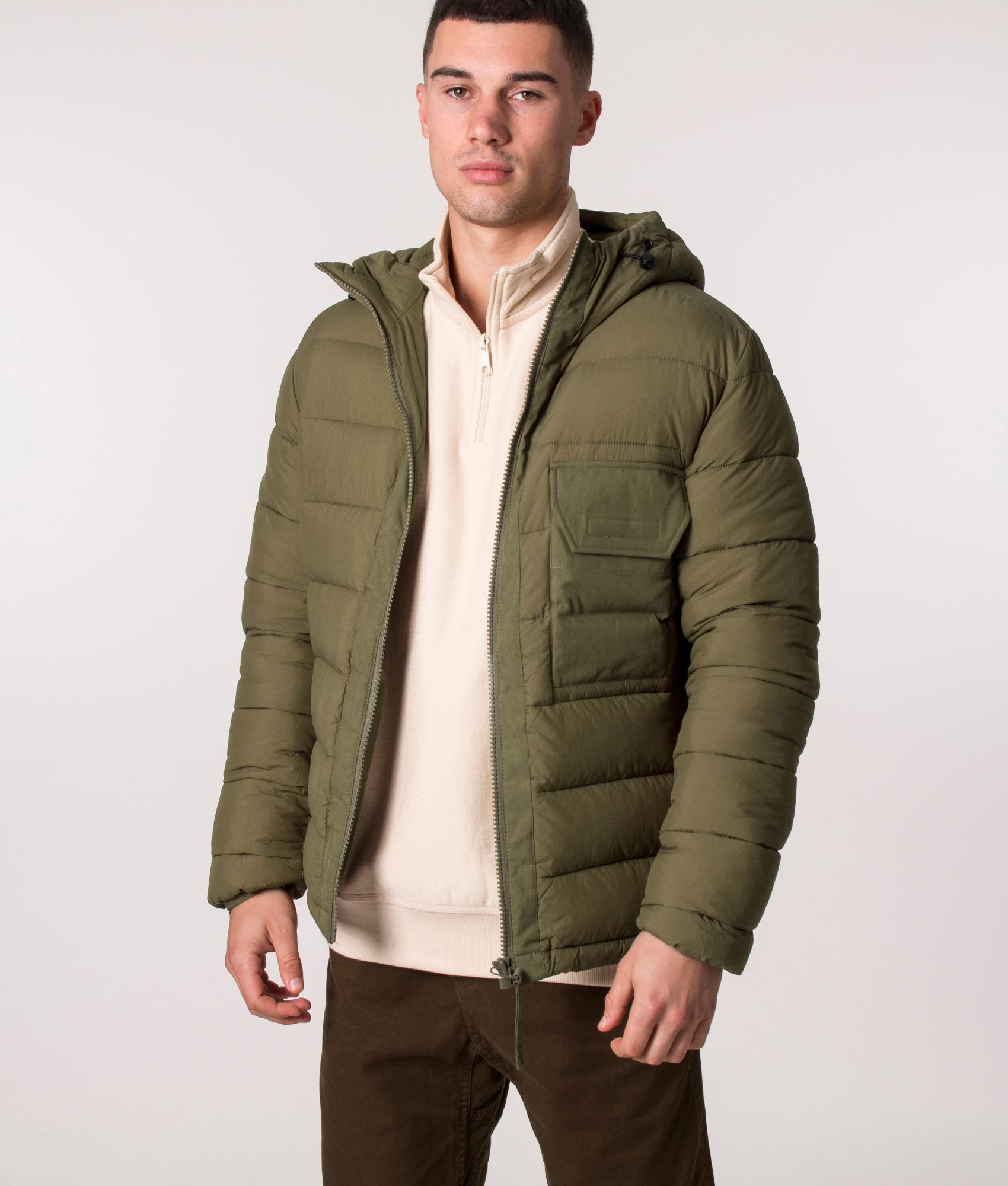 Pretty green quilted outlet hooded jacket