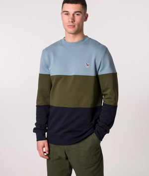 Colour Block Stripe Sweatshirt Greyish Blue | PS Paul Smith | EQVVS