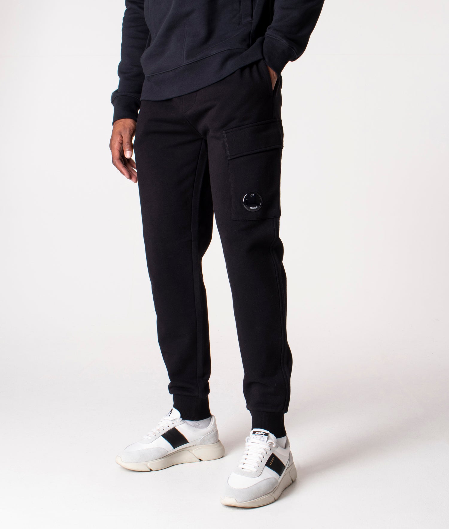 Diagonal Raised Fleece Joggers Black, C.P. Company