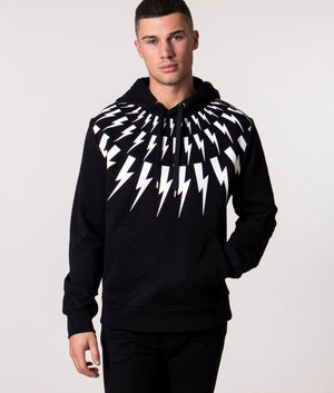 Fair Isle Thunderbolt Hoodie Black White | Neil Barrett | EQVVS