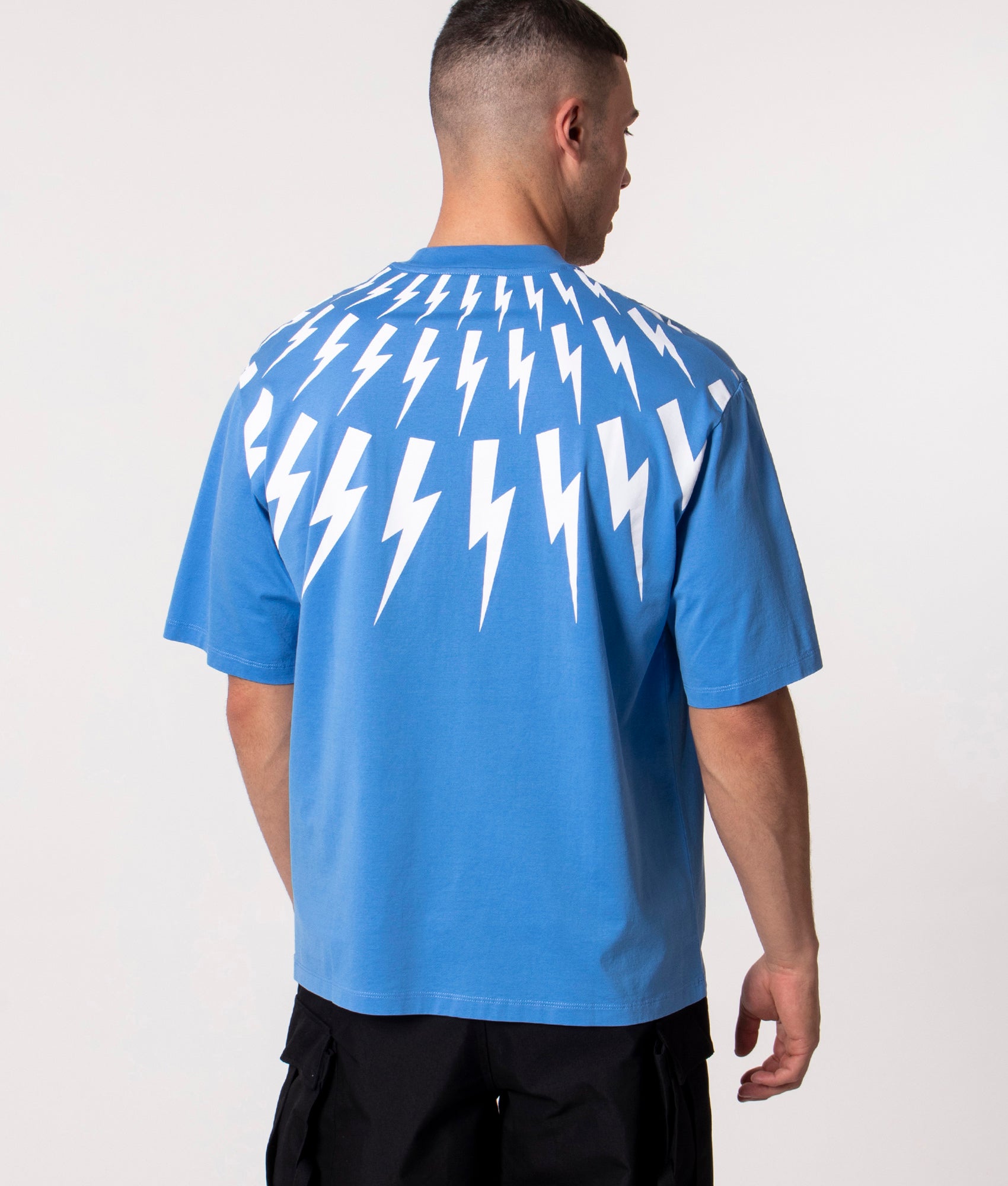 Relaxed Fit Fair Isle Thunderbolt T-Shirt Azure | Neil Barrett | EQVVS