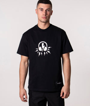 Relaxed-Fit-DJ-Sonic-Bolt-T-Shirt-Black/White-Neil-Barrett-EQVVS