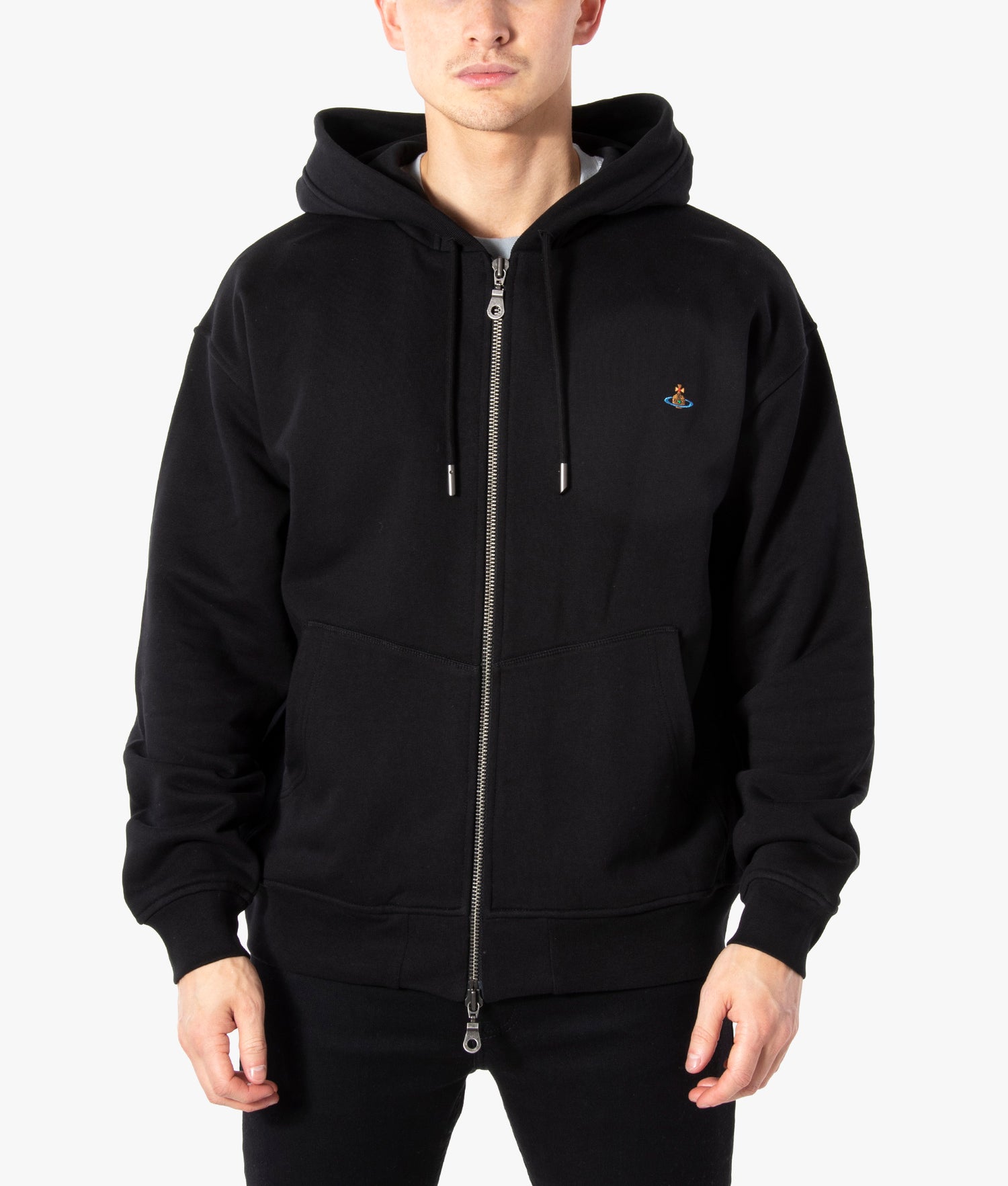 Relaxed Fit- Zip Through Hoodie Black | Vivienne Westwood | EQVVS