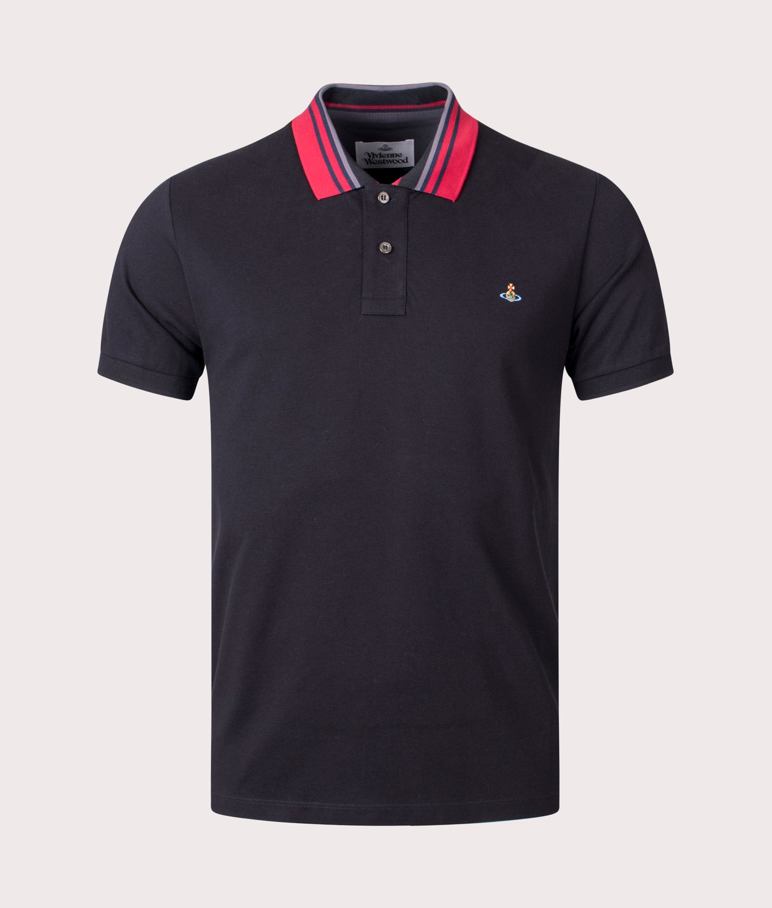 Classic Stripe Collar Polo Shirt Black Vivienne Westwood EQVVS