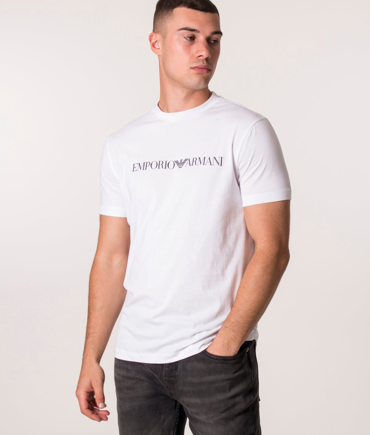 Slim Fit Pima Jersey Logo T-Shirt White | Emporio Armani | EQVVS