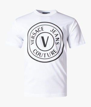 White V-Emblem T-Shirt by Versace Jeans Couture on Sale