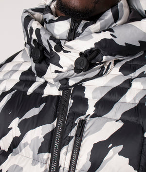 White camo puffer on sale jacket