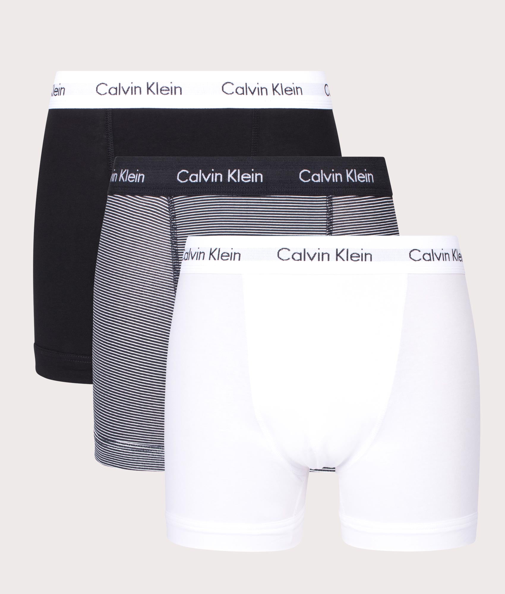 Cotton Stretch Trunks White/B&W Stripe/Black | Calvin Klein | EQVVS